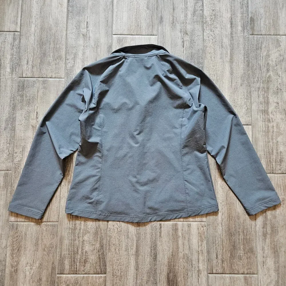 Merrell Softshell Jacket Womens Size L Grey Collared‎ Full Zip Snaps Pockets